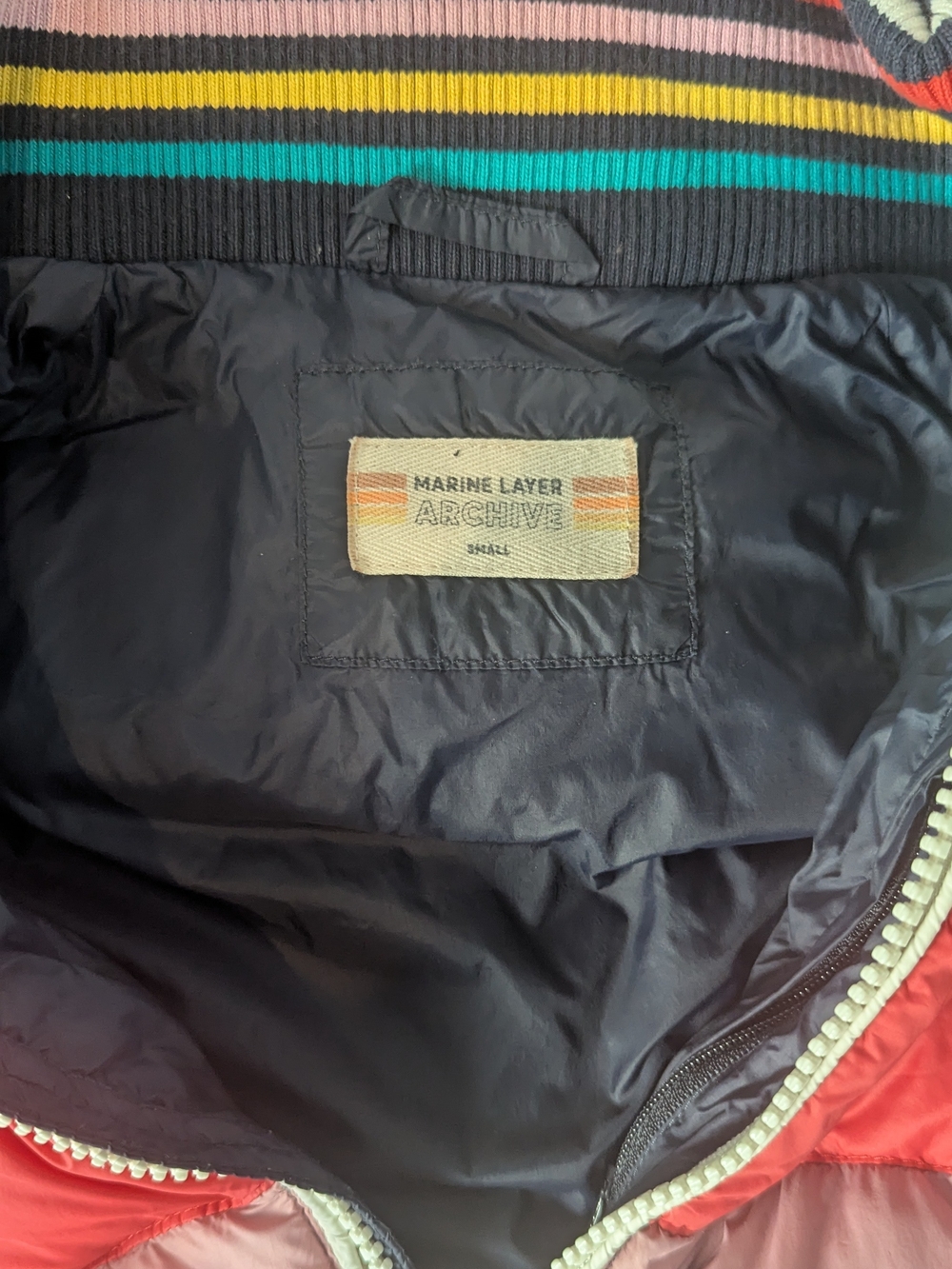 Marine Layer Archive Rainbow Colorblock Puffer Jacket - Picture 2 of 6